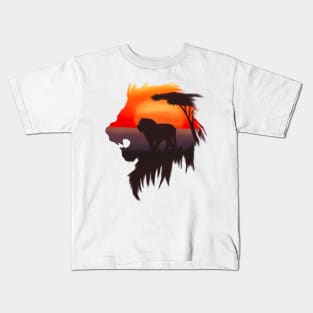 Lonely Sunset - Lion (Digital Drawing) Kids T-Shirt